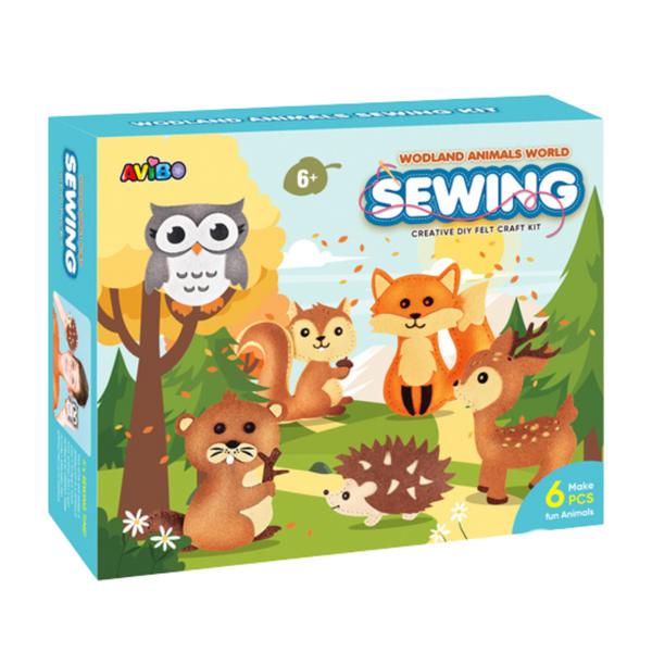 Kreatives Set mit bestickten Waldtieren aus Filz, 6-tlg