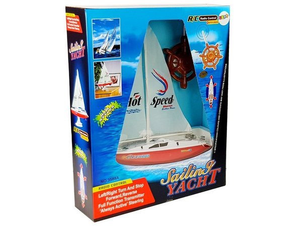 Remote Controlled Sailboat 50 cm Remote Controlled Rudder 27 Mhz 15 km/h Red