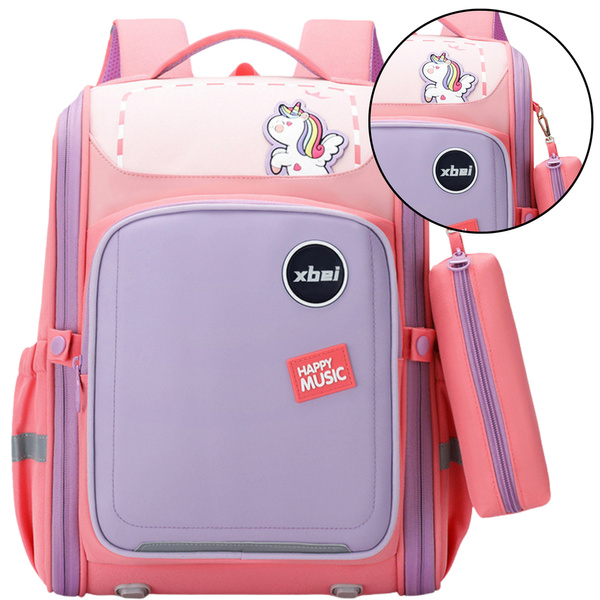 School Backpack With Unicorn Chest Strap Pastel Pink 21L 39cm