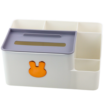 Schreibtisch-Organizer mit Taschentuchbox Gold Rabbit Weiß