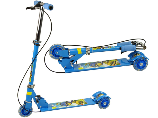 Three-wheeled scooter Luminous LED wheels blue with Hand Brake
