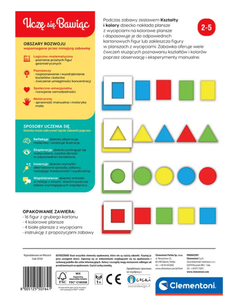 Lernspiel Formen und Farben Ich lerne beim Spielen Polnische Sprache Clementoni 50764