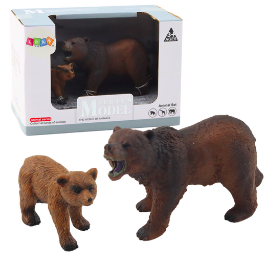 Set of 2 Figures Brown bear with cub Forest Animals series