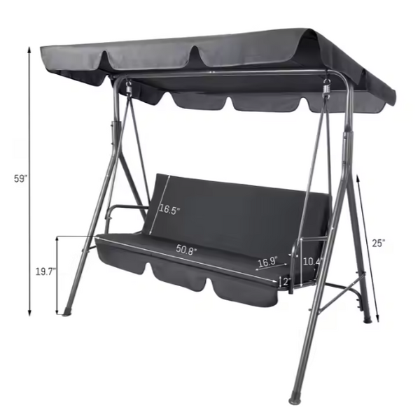 Drei-Personen-Gartenschaukel Schaukelkissen Matratze Grau