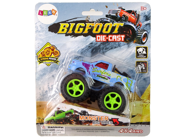 Resorak Monster Truck Pull Back Antrieb Gummireifen Metallkarosserie + Entfaltende Rampe
