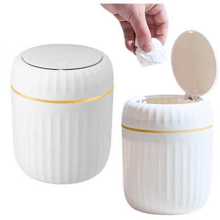 Mini-Mülleimer mit Öffnungsdeckel, universell, elegant, weiß