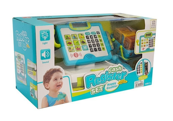 Children's cash register Blue with a basket