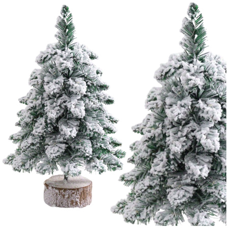 Decorative Artificial Christmas Tree on a Trunk Covered with Snow 60 x 16 cm