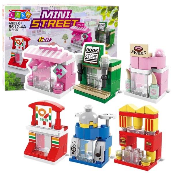 Mini Street Construction Blocks 6in1 Town Shops Buildings 137 pcs.
