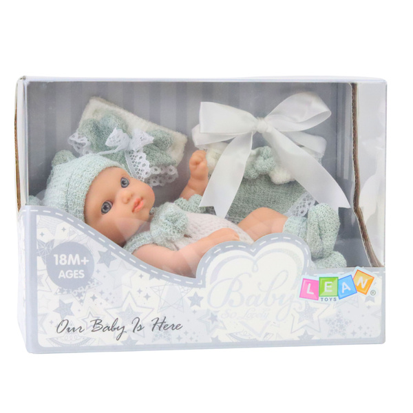 Baby Doll, Gray Outfit, Hat, Bib, 18 cm