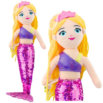 Plush Mermaid Cuddly Toy Tail Sequin Purple 48cm