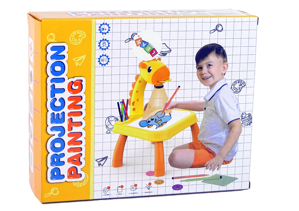 DINOSAUR TABLE WITH PROJECTOR FOR DRAWING + ACCESSORIES YELLOW COLOUR