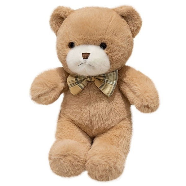 Plush Mascot Cuddly Toy Teddy Bear With Bow Beige 25cm