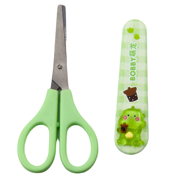 Kinder-Schulschere mit Scheide, beidhändig verwendbar, grün, 14 cm