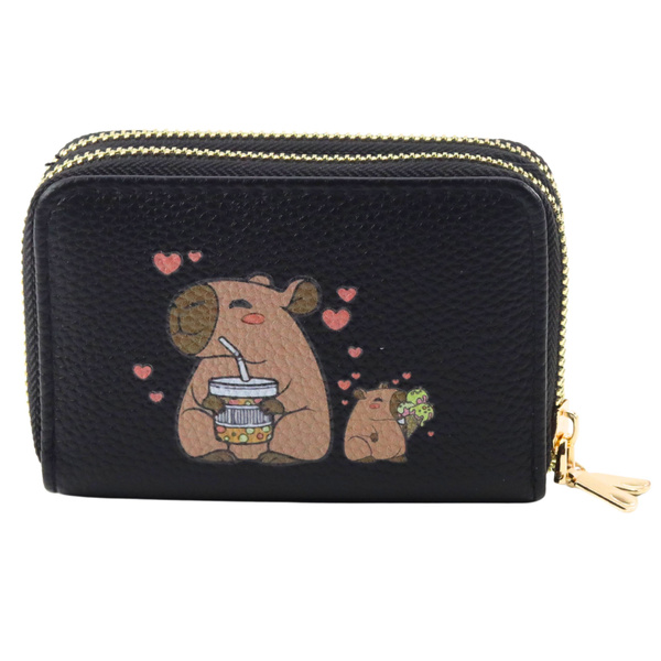 Two-compartment wallet with card compartments Kapybara Black 12.5 x 8.5cm