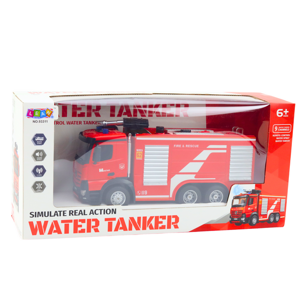 Remote Control Fire Truck Extendable Ladder Water Spraying 2.4G 9CH