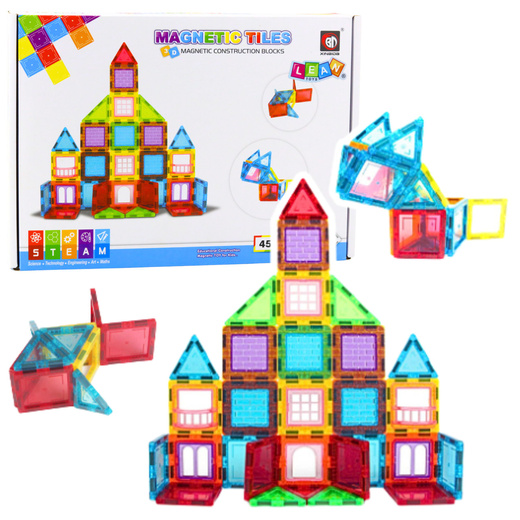 3D Magnetic Blocks Construction Puzzle Colorful 45 pcs.