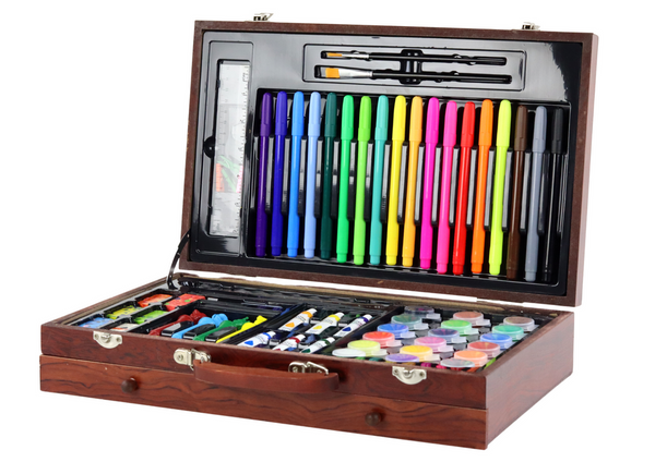 Art Set in a Wooden Suitcase 123 Elements