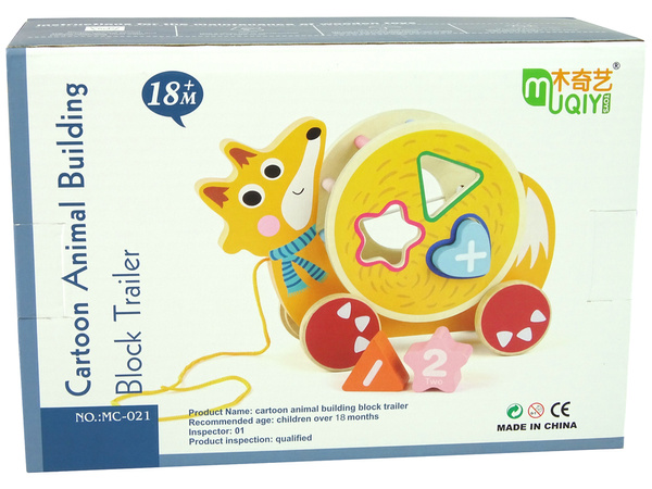 Fuchs zum Ziehen auf Rädern Holzklötze Sorter