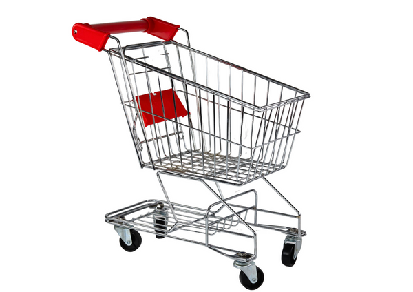 Einkaufswagen, Metallkorb für Kinder, Silber, groß