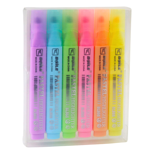 Set Textmarker für Schule, Büro, bunt, 6-tlg.