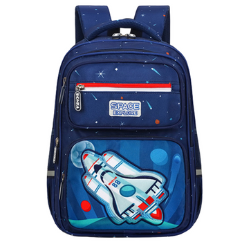Children's School Backpack Chest Strap Navy Blue Rocket Space 20L 41cm