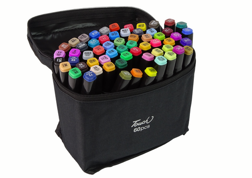 Set of 60 Double-sided Alcohol Markers Pro Touch + Bag