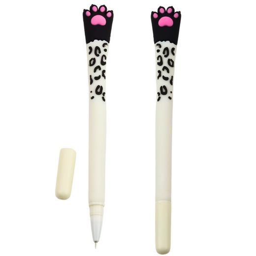 Cat Paw Gel Pen Blue Ink Black and White Cap 16,5cm
