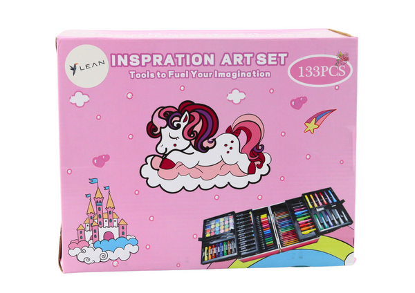 Art Set in Folding Suitcase with Unicorn 133 El