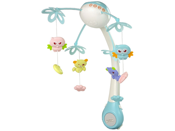 Crib Carousel Projector Remote Control Melodies Animal Sounds Blue