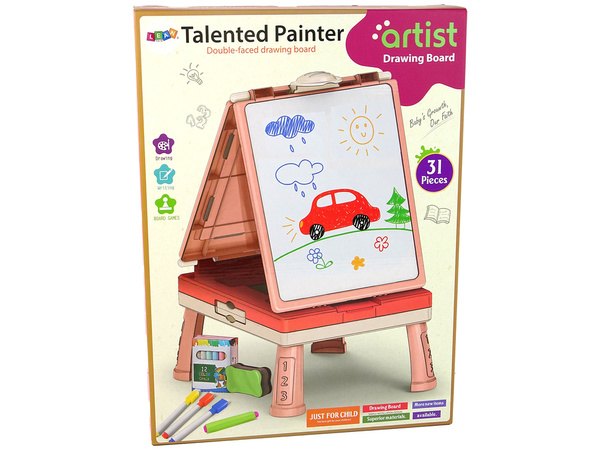 3-in-1 Doppelseitiger Spieltisch Chinese Pink