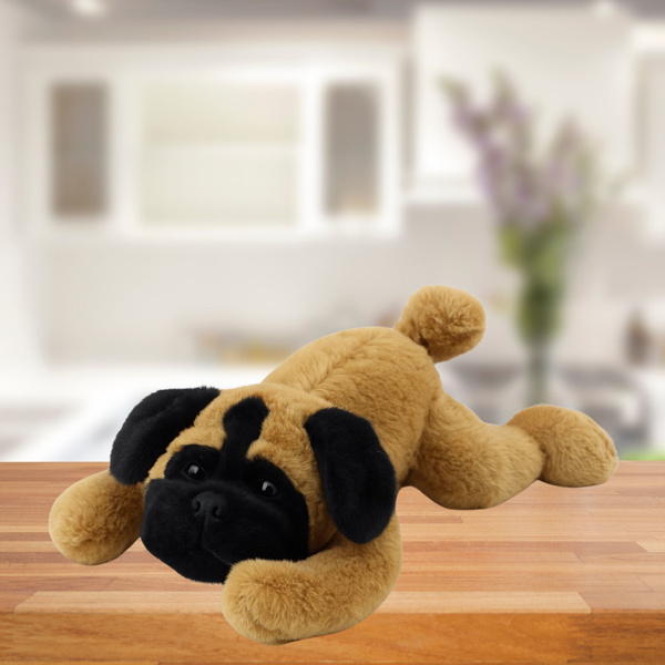 Plüschtier Kuscheltier Mops Hund liegend braun 40cm