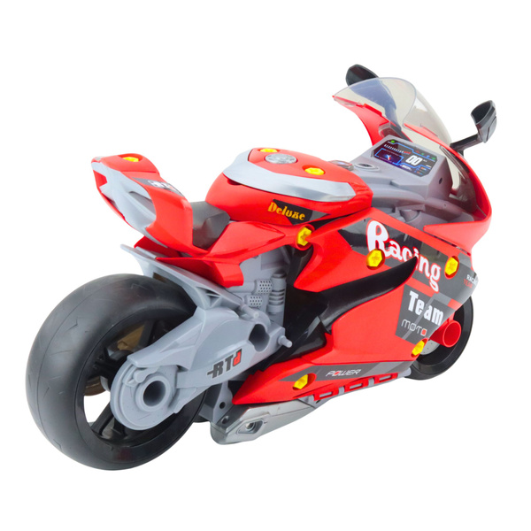 2-in-1 DIY-Werkstattbeleuchtung, Soundeffekte, Rauch, Motorrad, Rot, 43 cm
