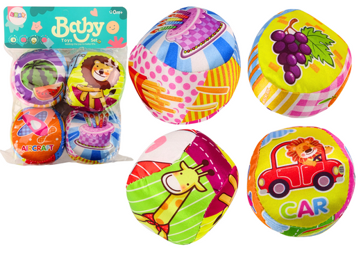 Soft Balls Colorful Educational Rattle Balls 4 pcs. Set