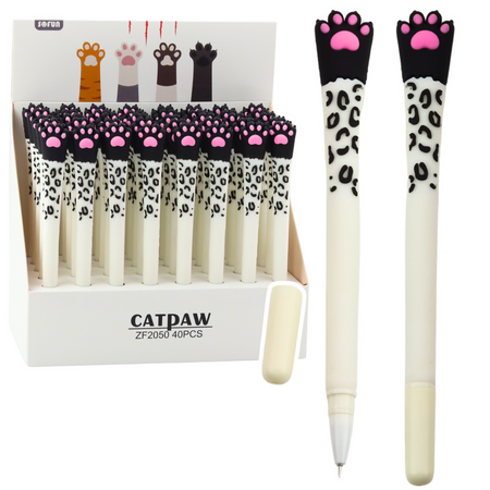 Cat Paw Gel Pen Blue Ink Black and White Cap 16,5cm