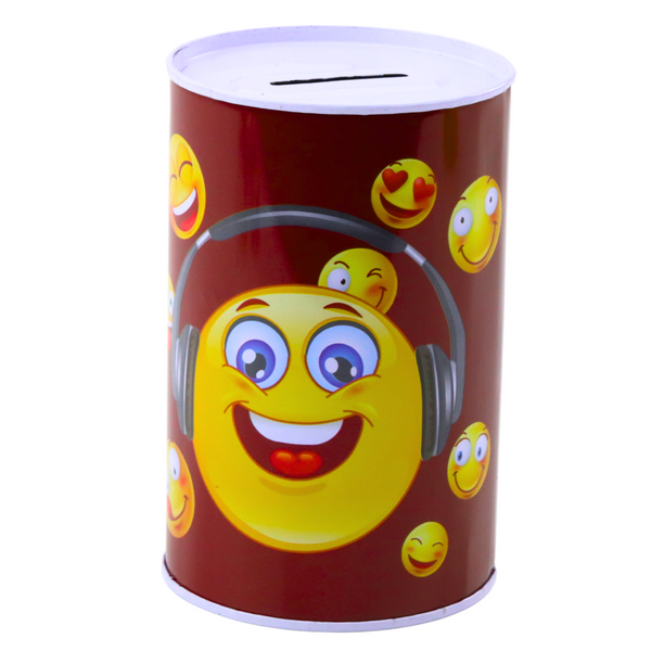 Metall-Sparschwein Emoticons Blau Braun 13 x 8cm