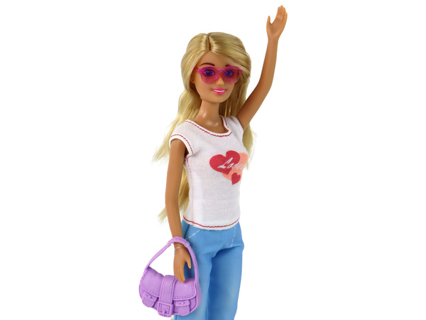 Anlily Children's Doll Long Blonde Hair Handbag Glasses White Blouse