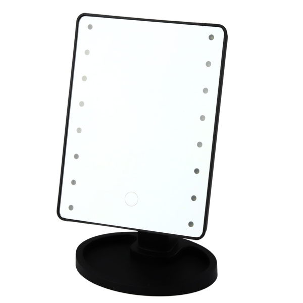 Lusterko Kosmetyczne 16 Diod LED Z Podstawką Regulacja Czarne