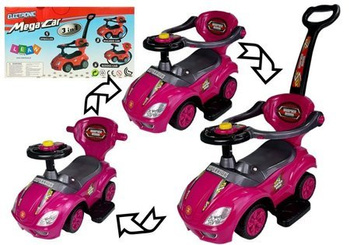 Toddlers Ride On Push Along with Parent Handle Mega Car 3in1 Pink