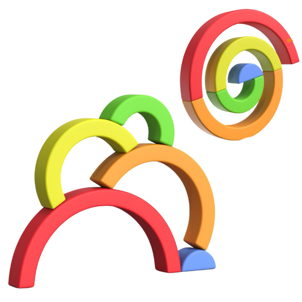 Rainbow Puzzle for Toddlers Colorful Rubber Blocks 5 pcs.