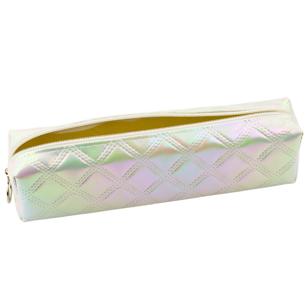 Pencil Case School Organizer Embossed Pattern Pearl White 21x6cm