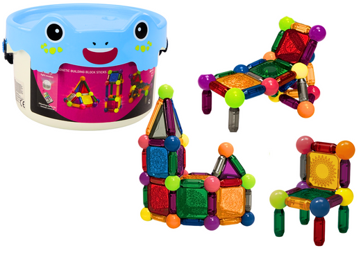 Magnetische Bausteine mit Licht in einem Eimer, 80 Elemente