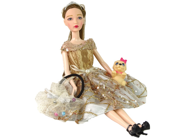 Puppe für Kinder Emily mit Hund und langen Haaren