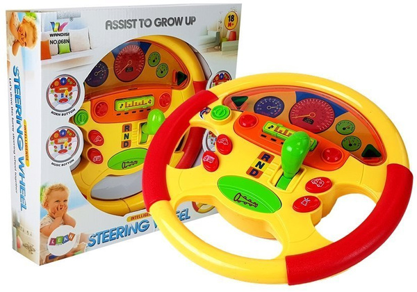 Educational steering wheel for a baby. Sound and Light Effects