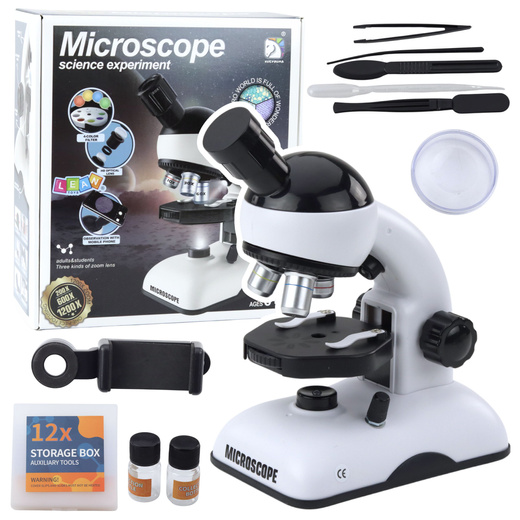 Science Educational Microscope Kit 1200x Magnification Phone Holder