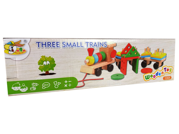 Wooden Train Locomotive. 2 Detachable Wagons