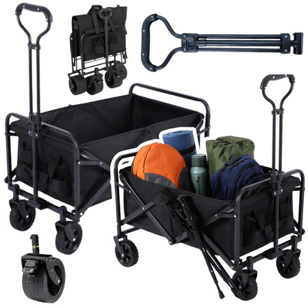 Foldable Garden Beach Transport Cart Black 120L