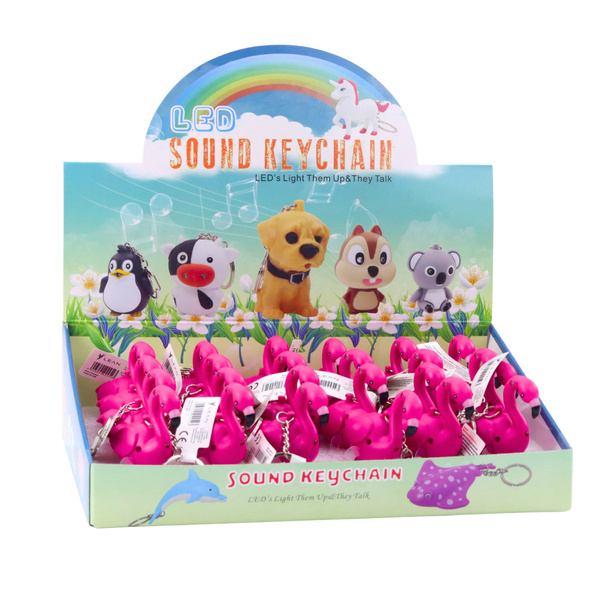 Flamingo Backpack Keychain LED Sounds Pink