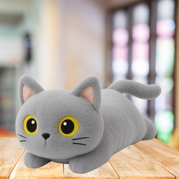 Plush Mascot Cuddly Toy Cat Gray Big Eyes 45cm