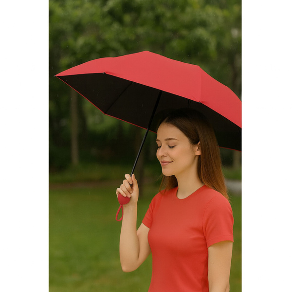 Folding Pocket Umbrella with UV Protection UPF 50+ Case Red 90 cm